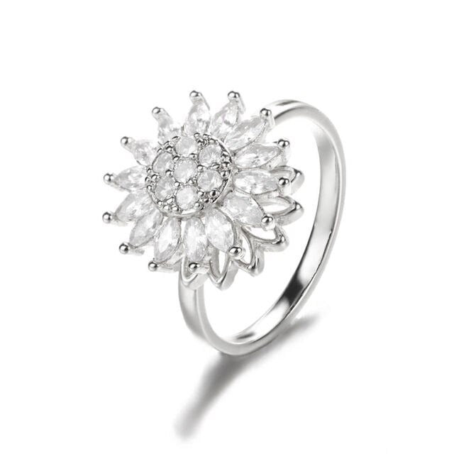 Set de bagues tournesol rotatives, zircon