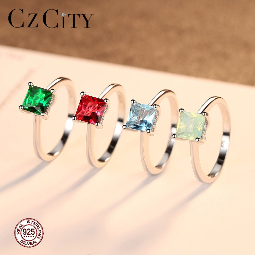 Bague émeraude zircon, argent 925