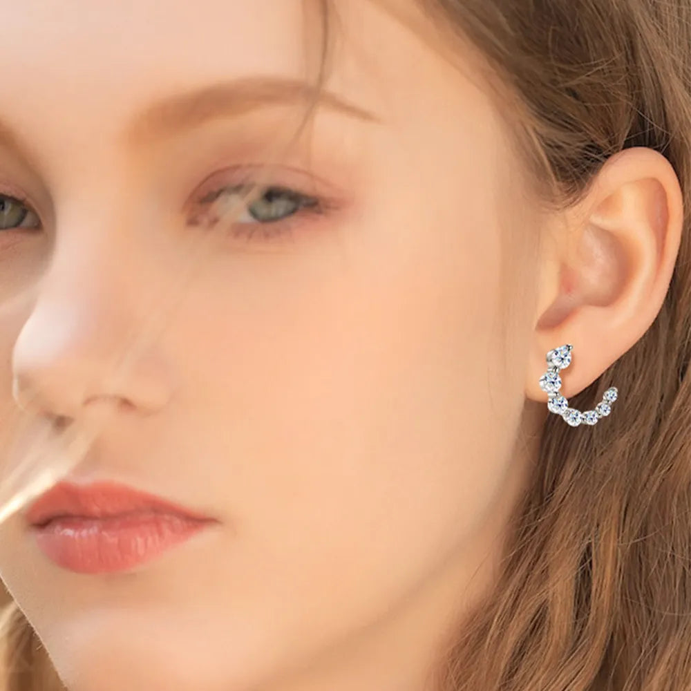 Puces d'oreilles moissanite serties, argent 925
