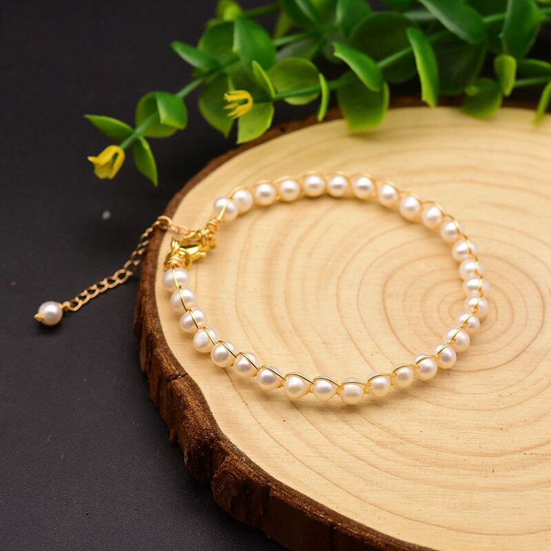 Bracelet ajustable perle d'eau douce