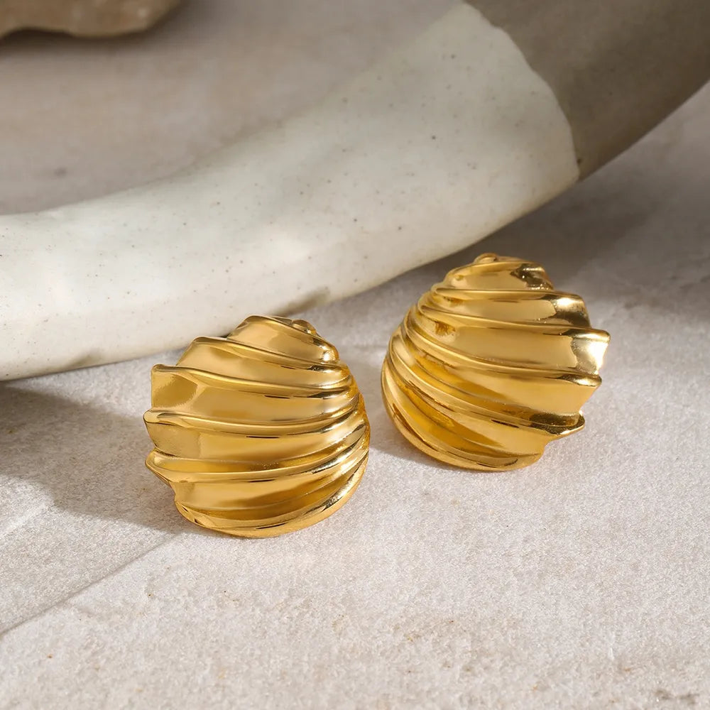 Puces d'oreilles coquillage, acier inoxydable