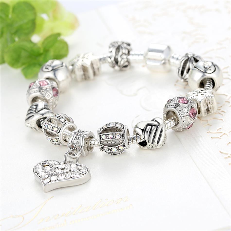 Bracelet perles à breloques, argent 925