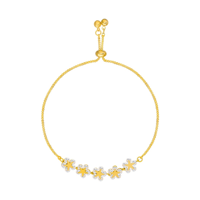 Bracelet fleur zircon ajustable, style coréen