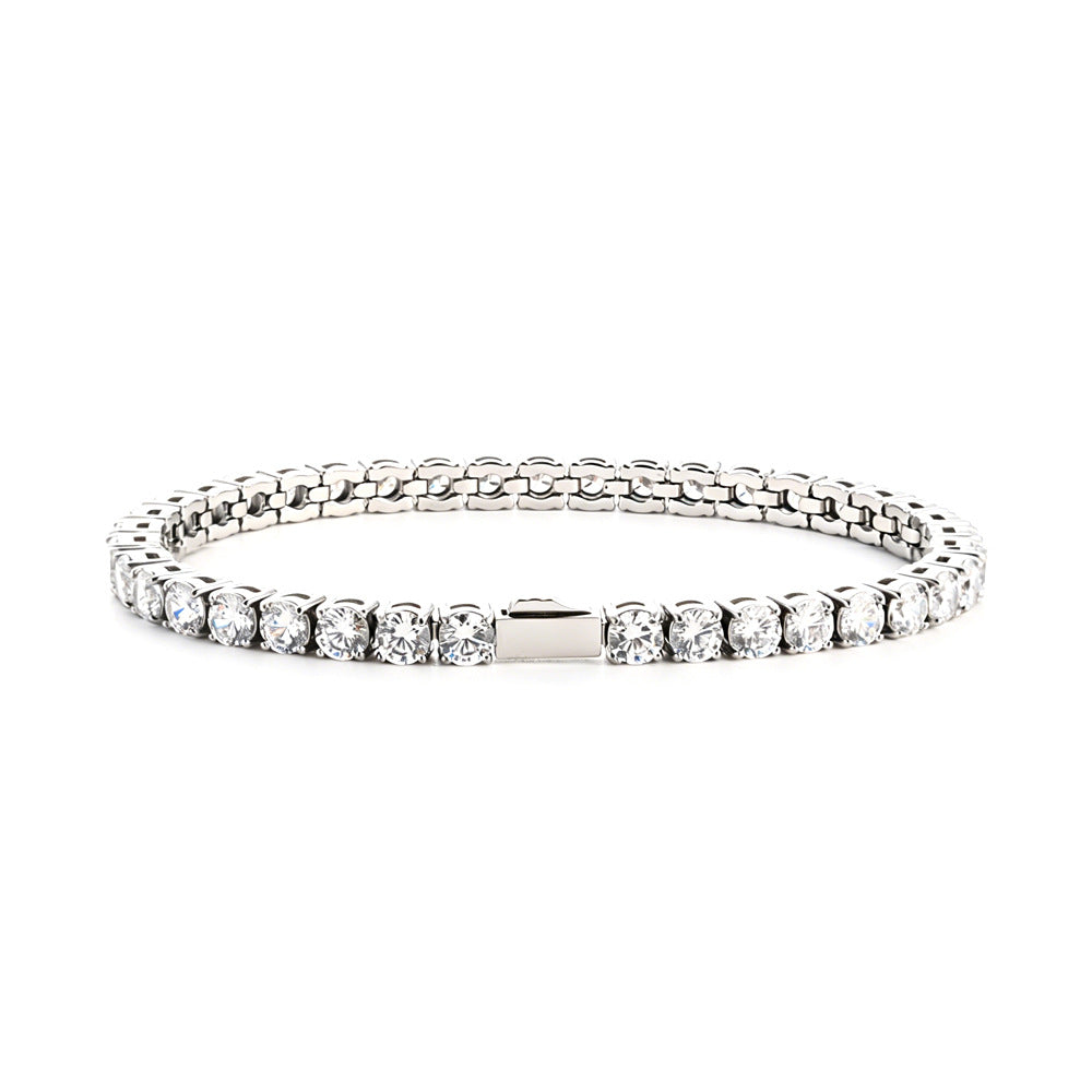 Bracelet chaîne tennis 3-5mm zircon, style hip-hop