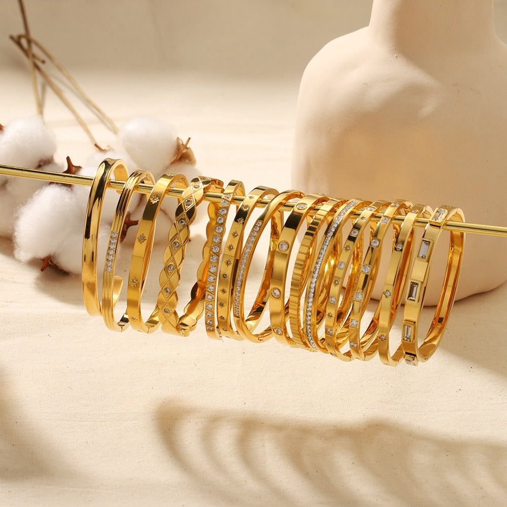 Bracelet géométrique zircon, acier titane