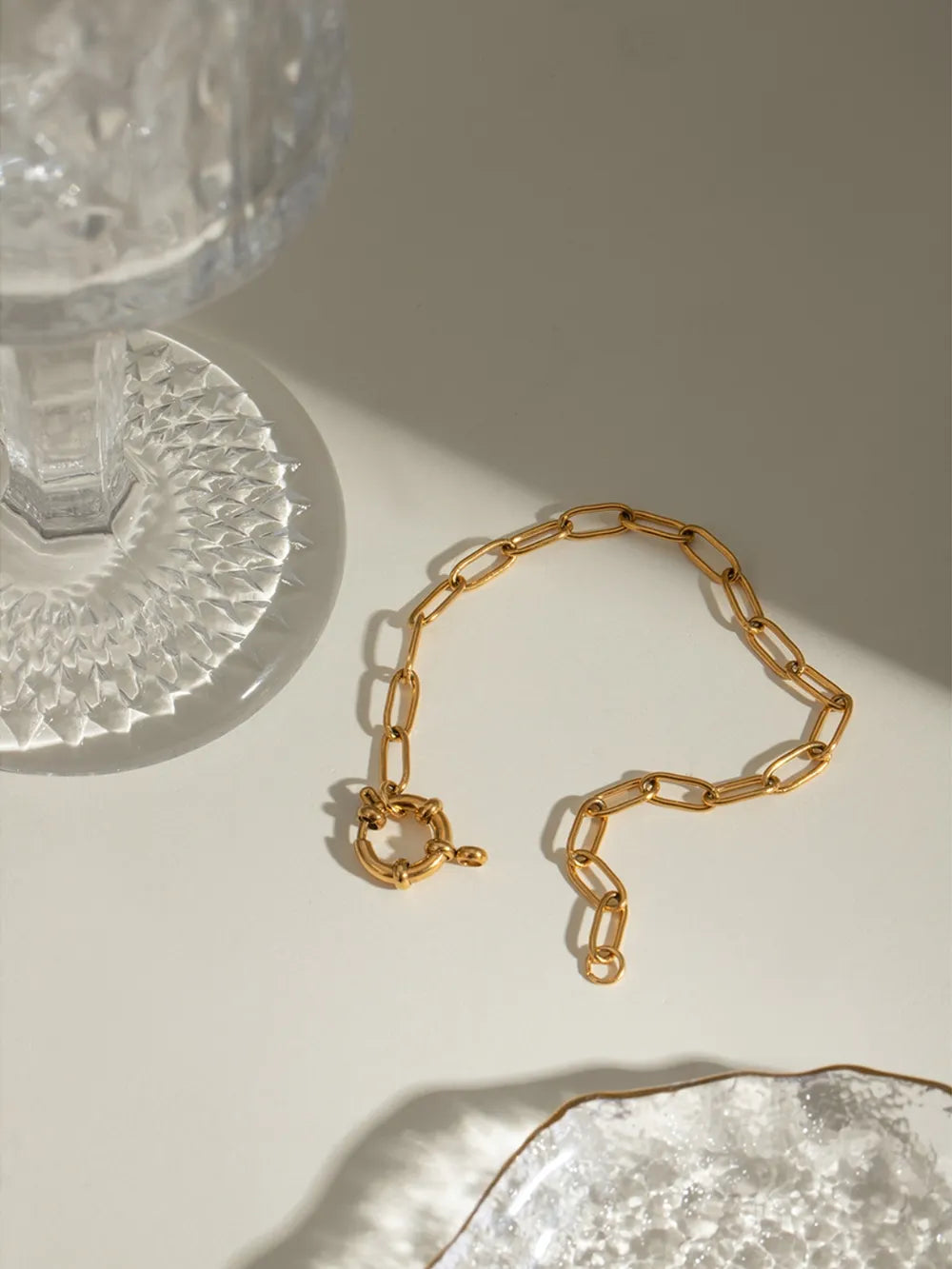 Bracelet chaîne, plaqué or 18 carats, acier inoxydable