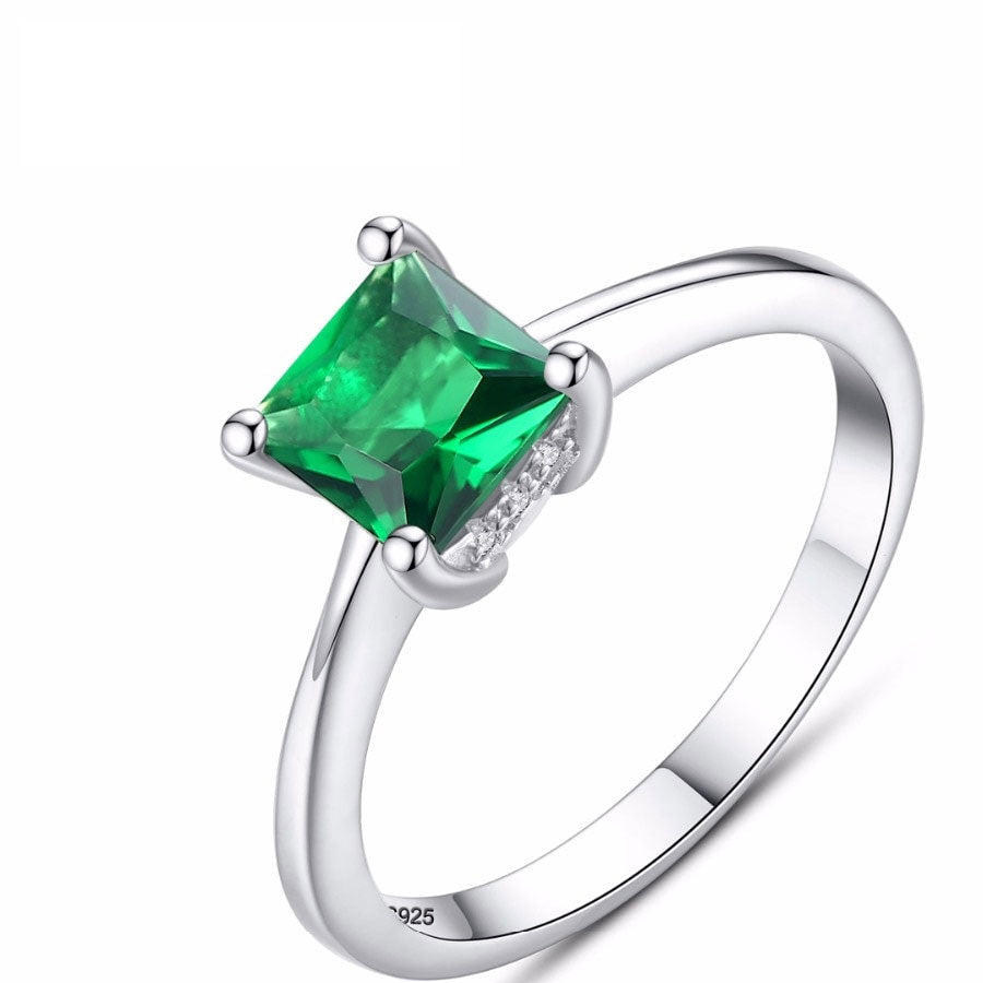 Bague émeraude zircon, argent 925