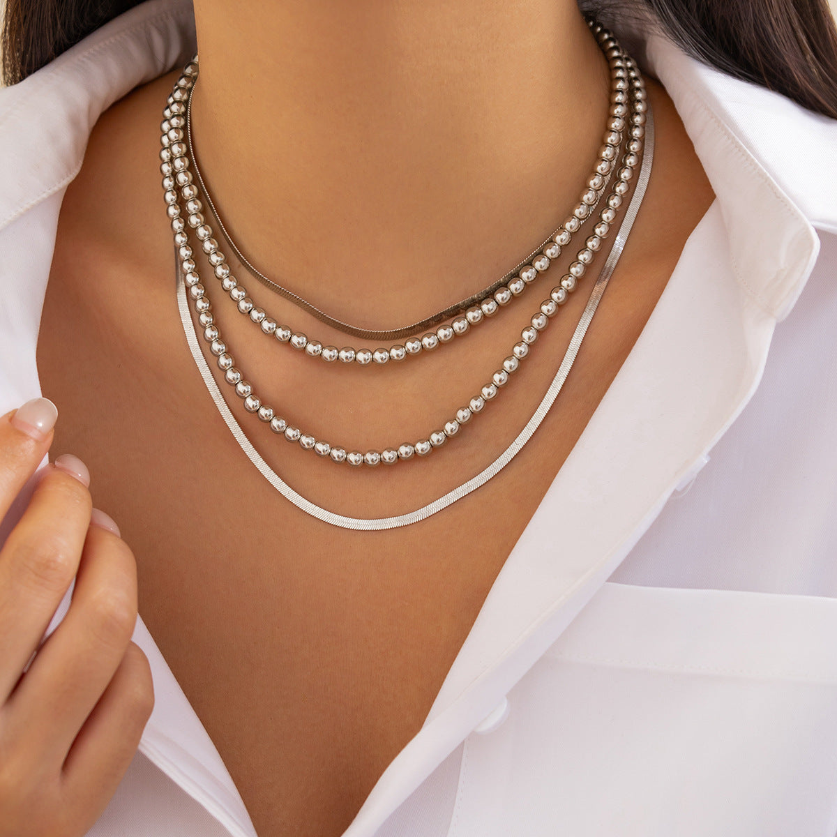 Collier chaîne serpent perlée, style hip-hop