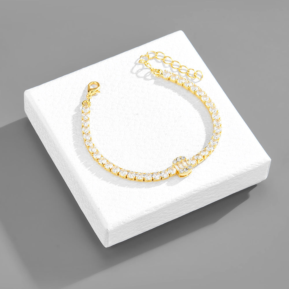 Bracelet chaîne zircon, style hip-hop