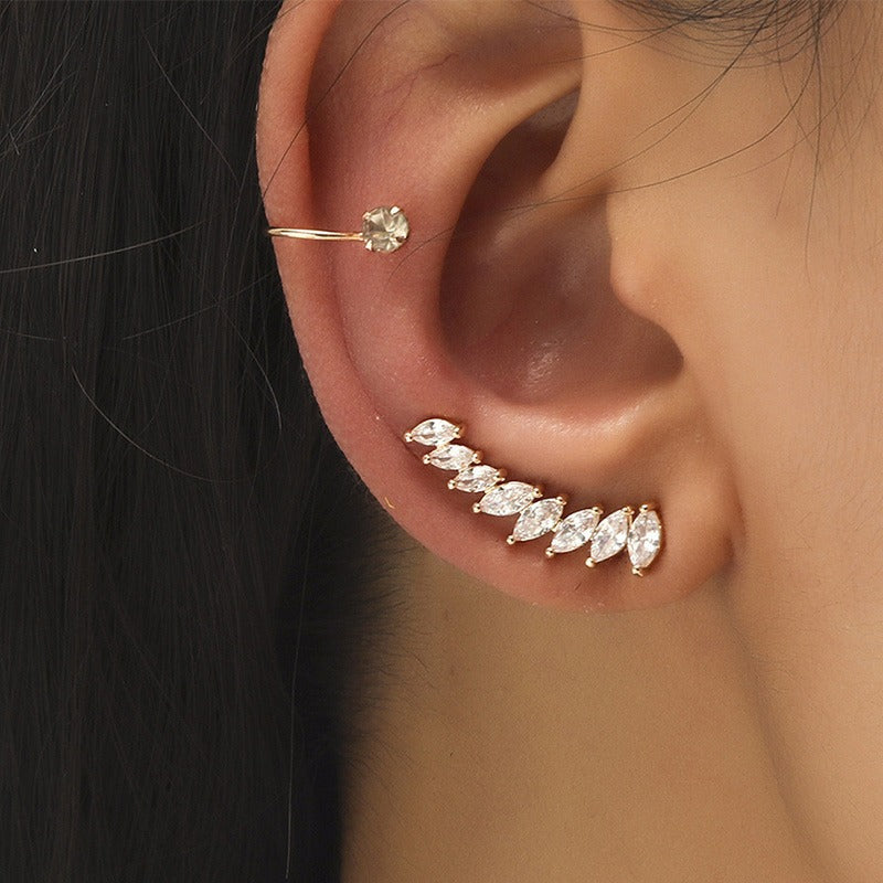 Bijou d'oreille clip feuille dorée, sans perçage