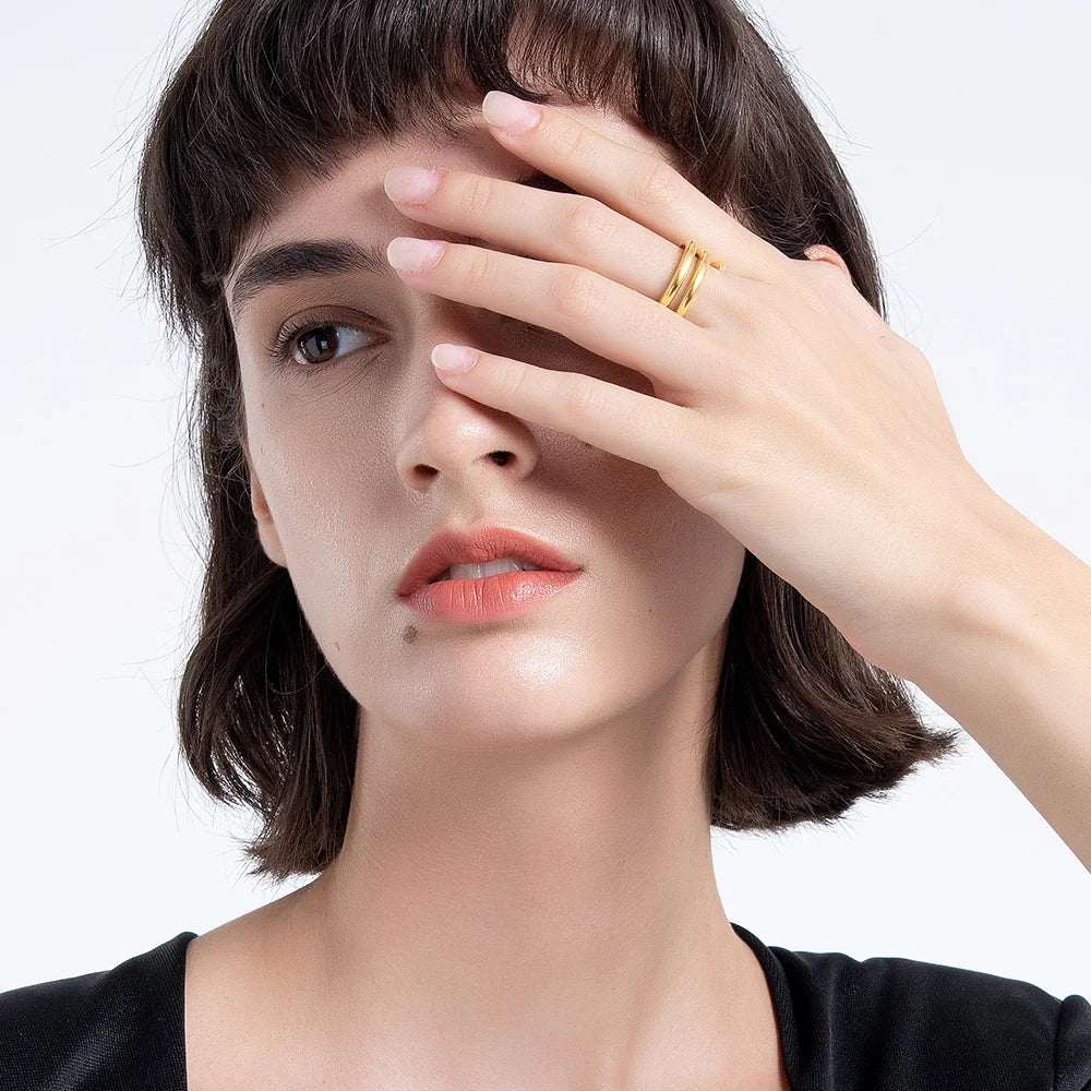 Bague spirale dorée, acier inoxydable