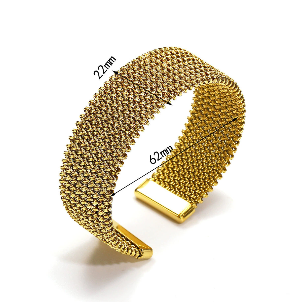Bracelet texturé martelé, plaqué or 18 carats, acier titane