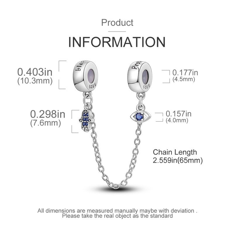 Bracelet/collier pendentifs œil et coquillage, argent 925