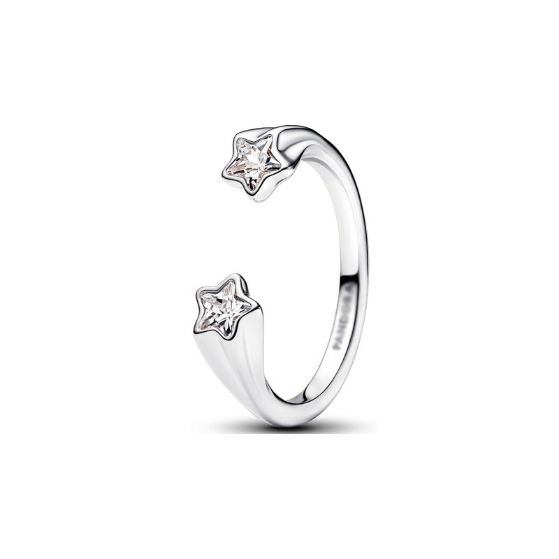 Bague nœud étoilé pavé, argent 925