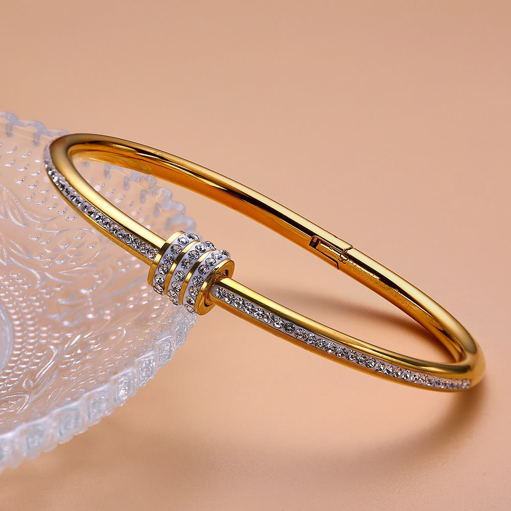 Bracelet zircon intégral, plaqué or 18 carats