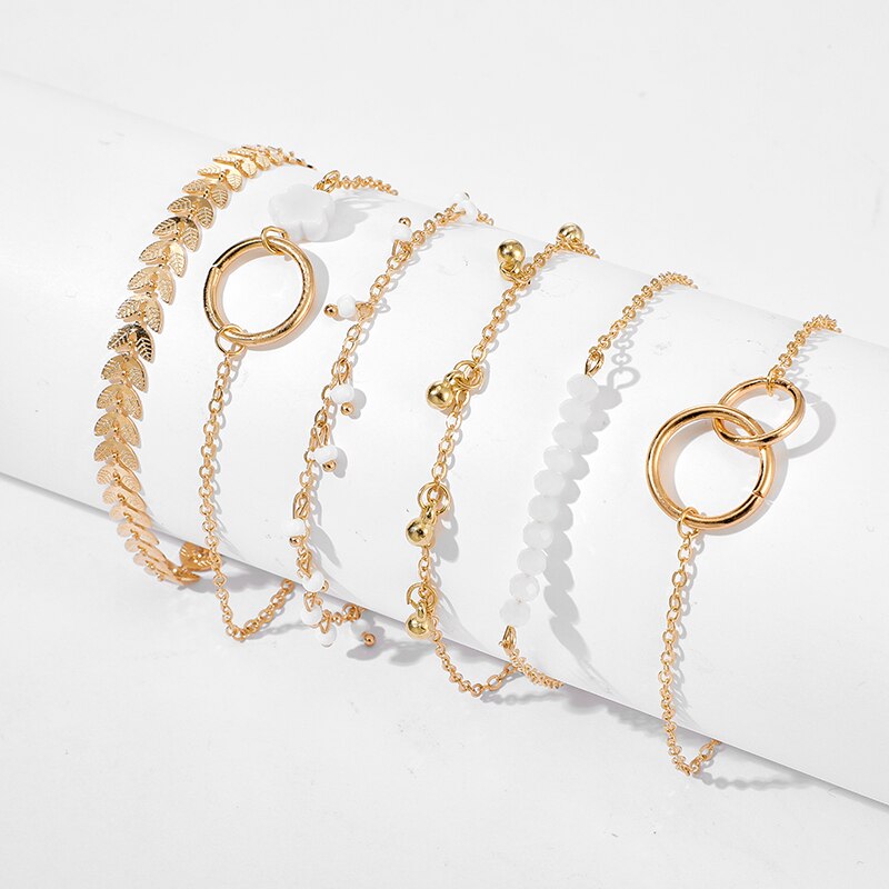 Set de bracelets à pompons multi-rangs, style bohème