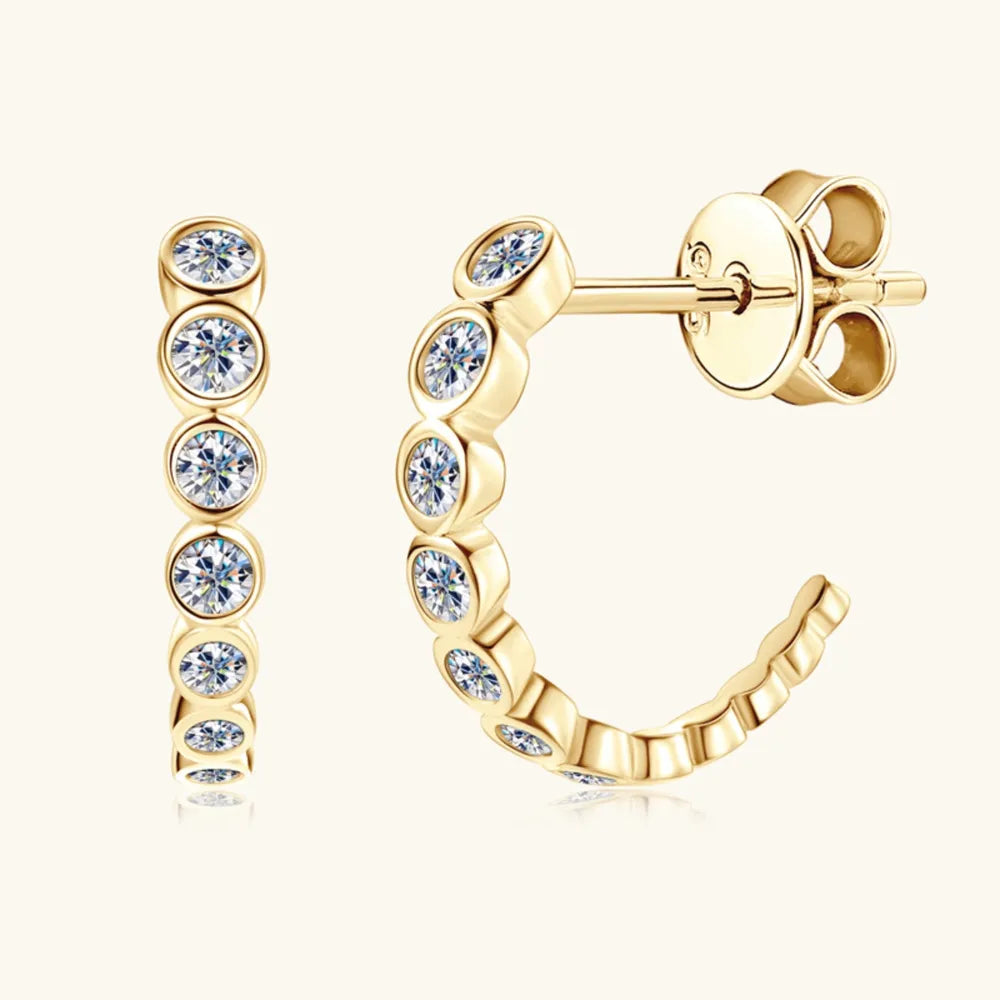 Créoles en C moissanite, argent 925
