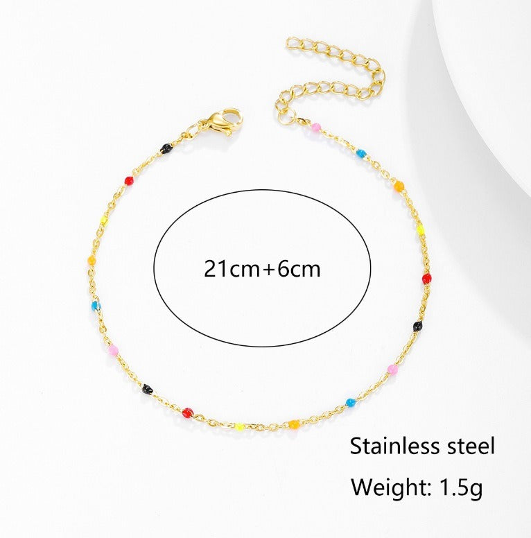 Bracelet de cheville perles colorées, style bohème