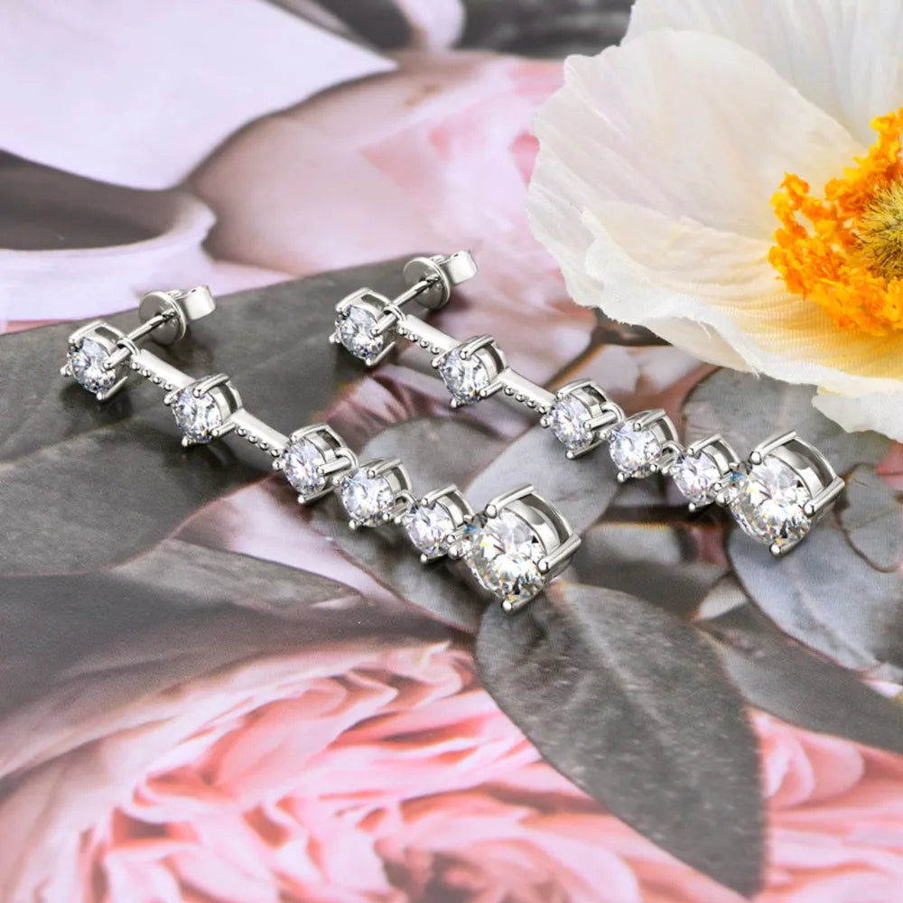 Boucles d'oreilles moissanite 4 carats, style élégant
