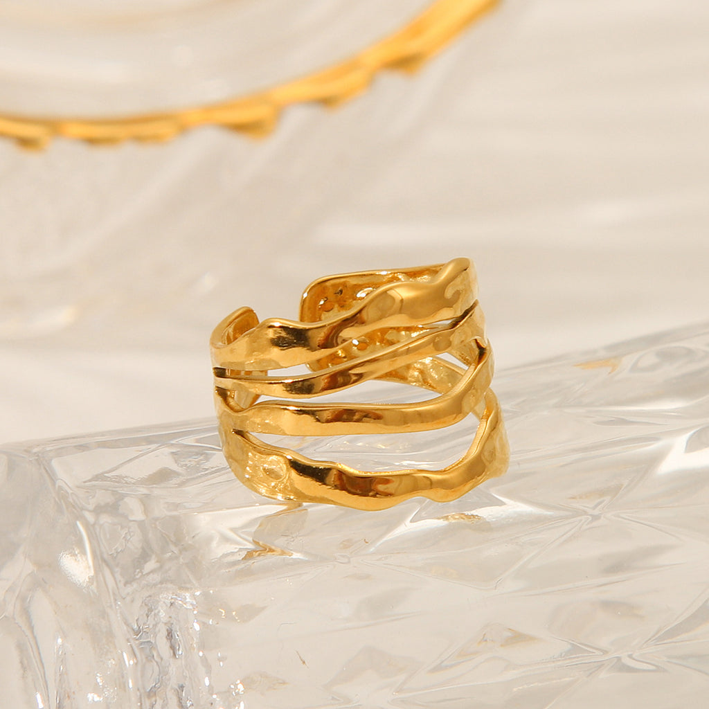 Bague ligne irrégulière, acier inoxydable