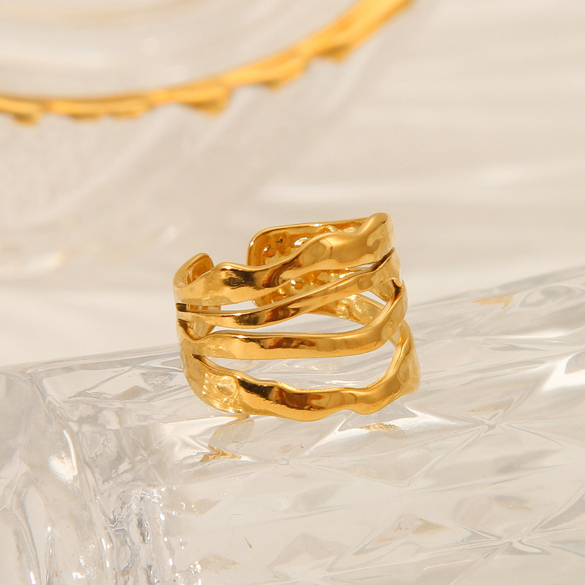 Bague ligne irrégulière, acier inoxydable