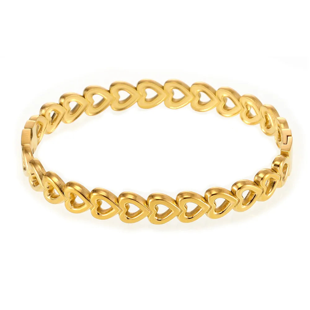 Bracelet cœur, plaqué or 18 carats, acier inoxydable