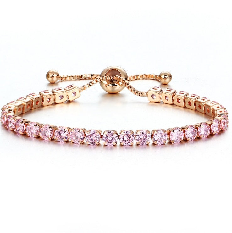 Bracelet chaîne tennis zircon 4mm, doré/argenté