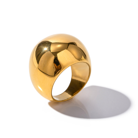 Bague boule texturée, métal