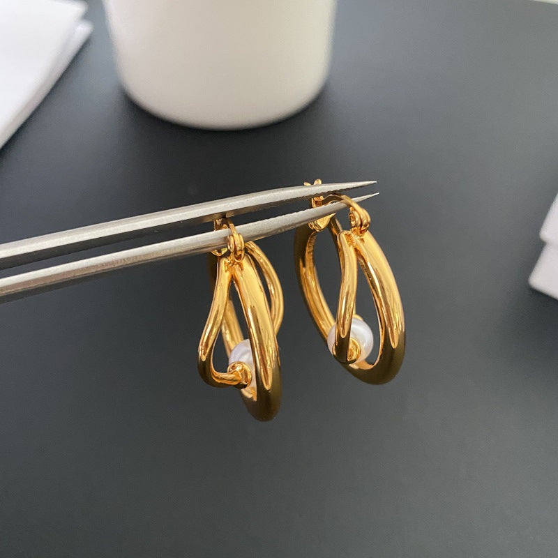 Boucles d'oreilles rétro géométriques irrégulières, style européen