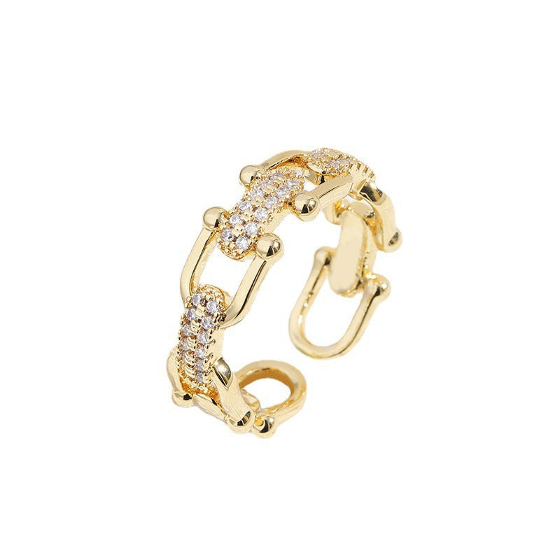 Bague chaîne zircon serti
