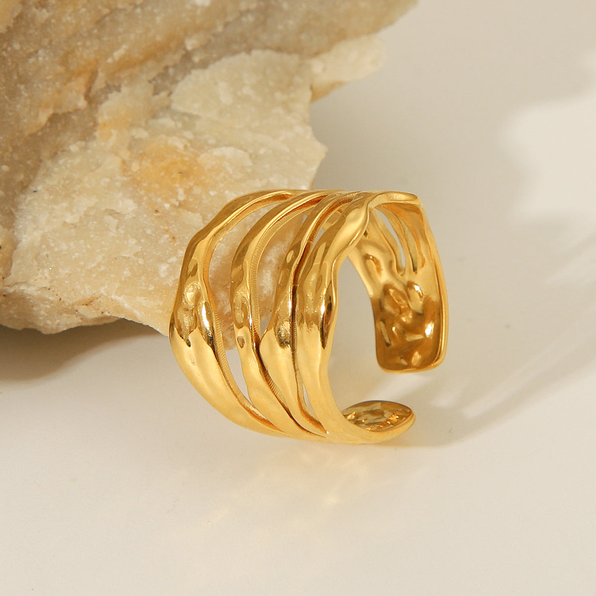 Bague ligne irrégulière, acier inoxydable