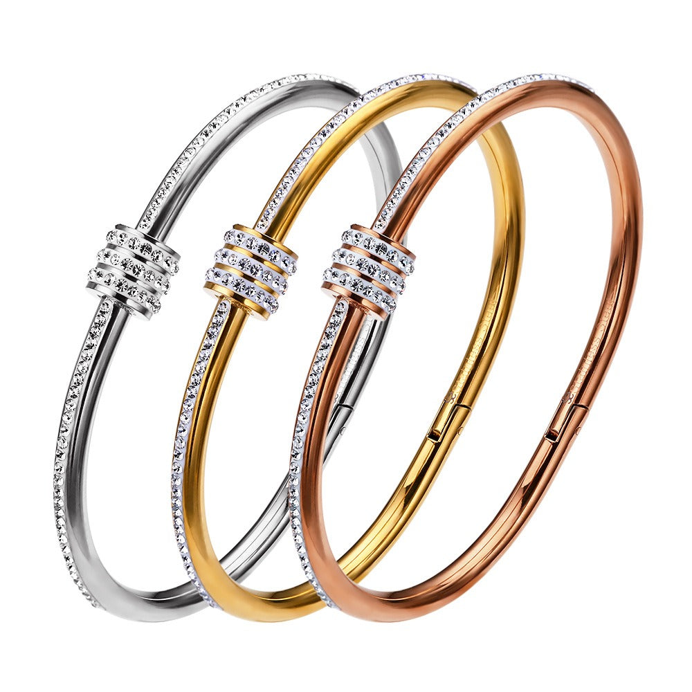 Bracelet zircon intégral, plaqué or 18 carats