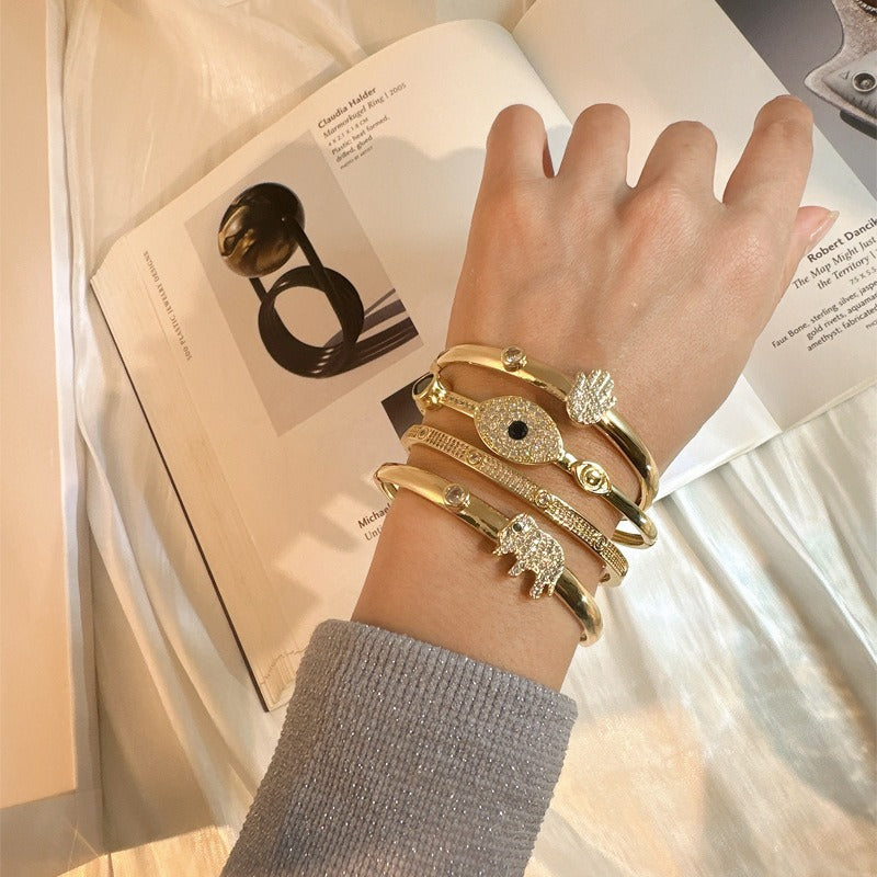 Bracelet zircon serti, style hip-hop