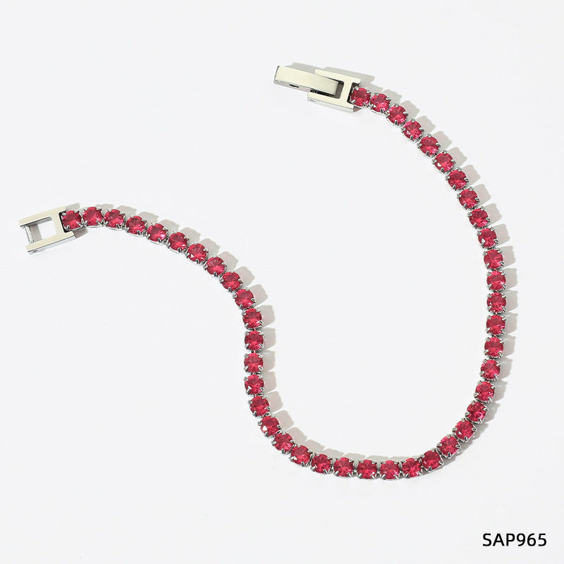 Bracelet chaîne tennis zircon, plaqué or 18 carats