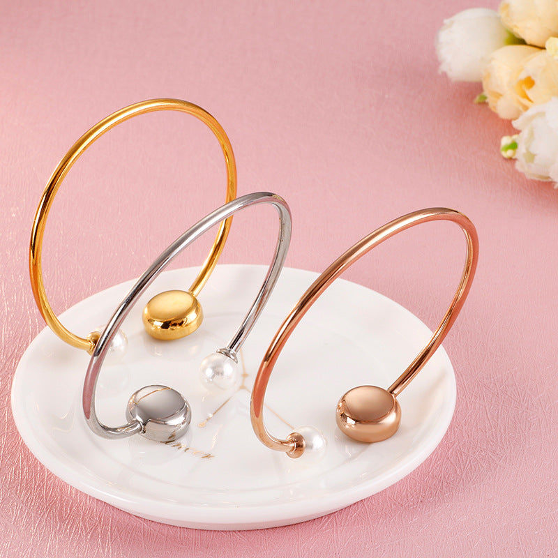 Bracelet ouvert perle et œil protecteur porte-bonheur