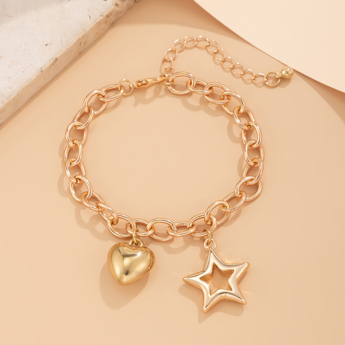 Bracelet ajouré pentagramme et cœur, été