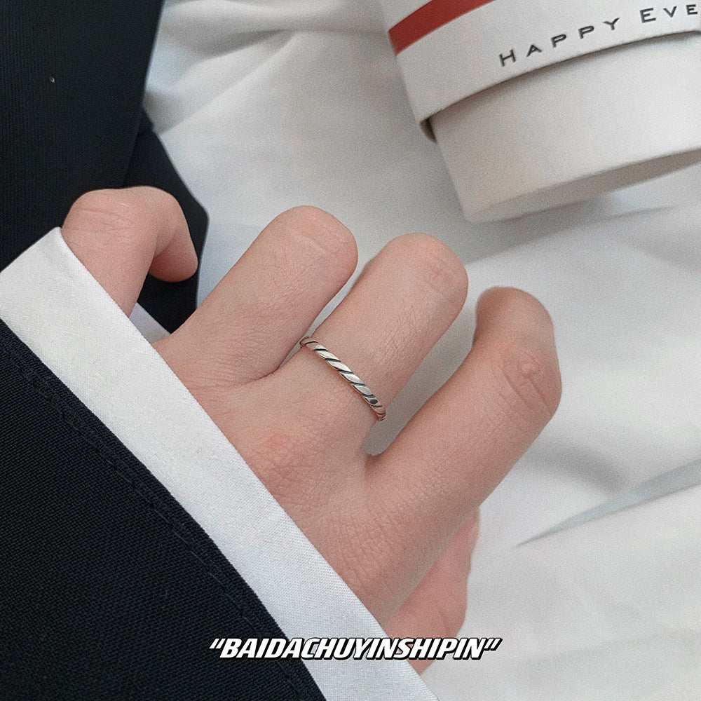 Bague ouverte torsadée vintage, argent 925
