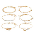 Set de bracelets à pompons multi-rangs, style bohème