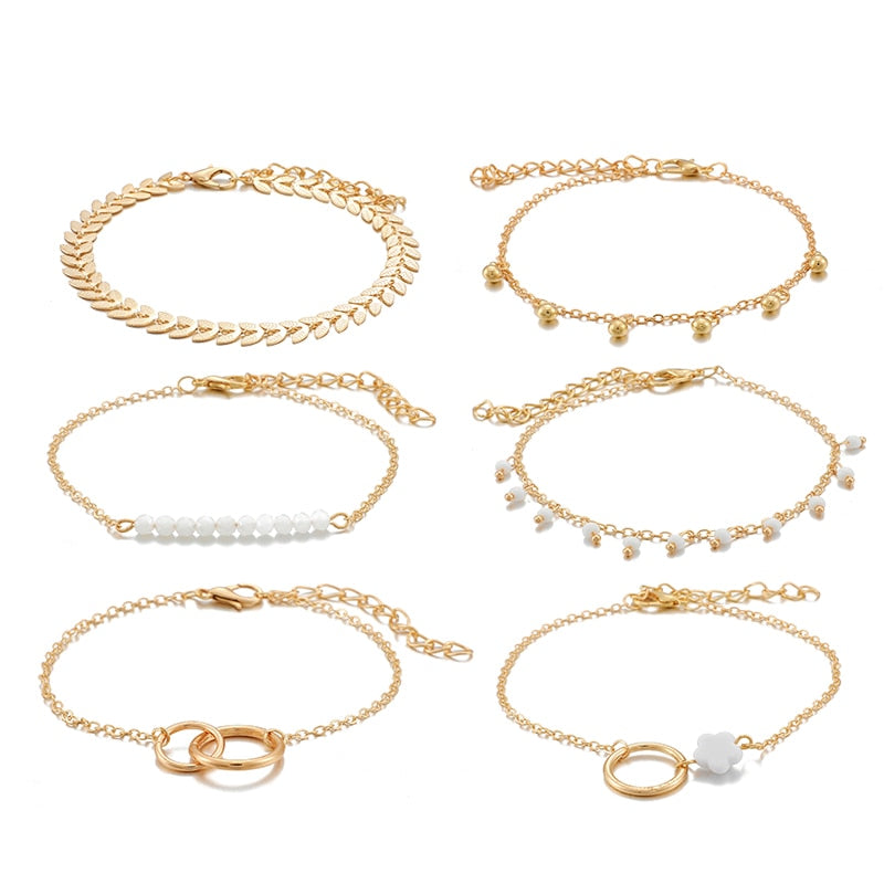 Set de bracelets à pompons multi-rangs, style bohème
