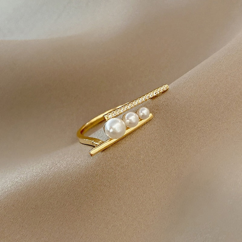 Bague perle baroque rétro, style coréen