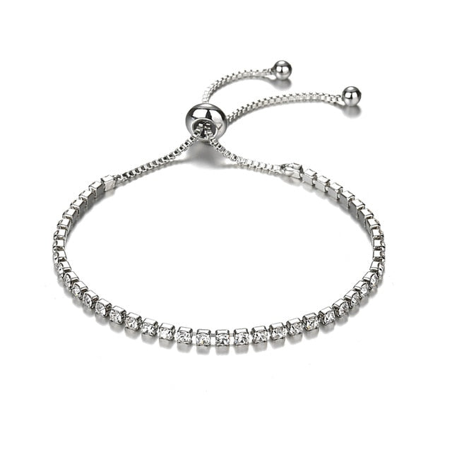 Bracelet infini cristal ajustable, argenté