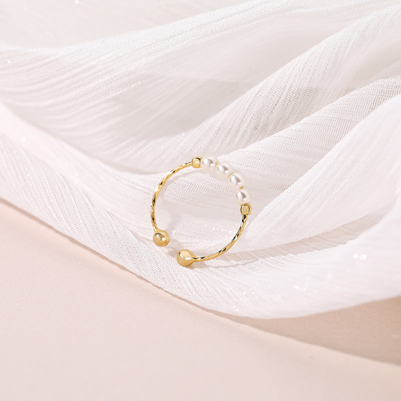Bague perle rétro, argent