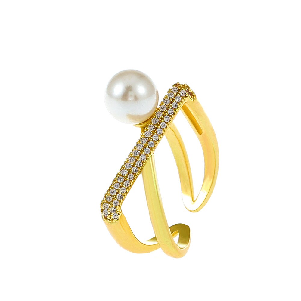 Bague perle baroque torsadée, plaqué or 18 carats