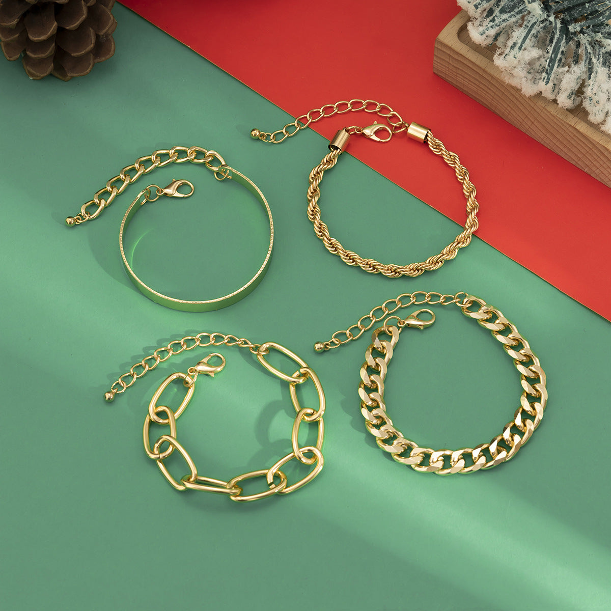 Bracelet chaîne cubaine zircon, style hip-hop