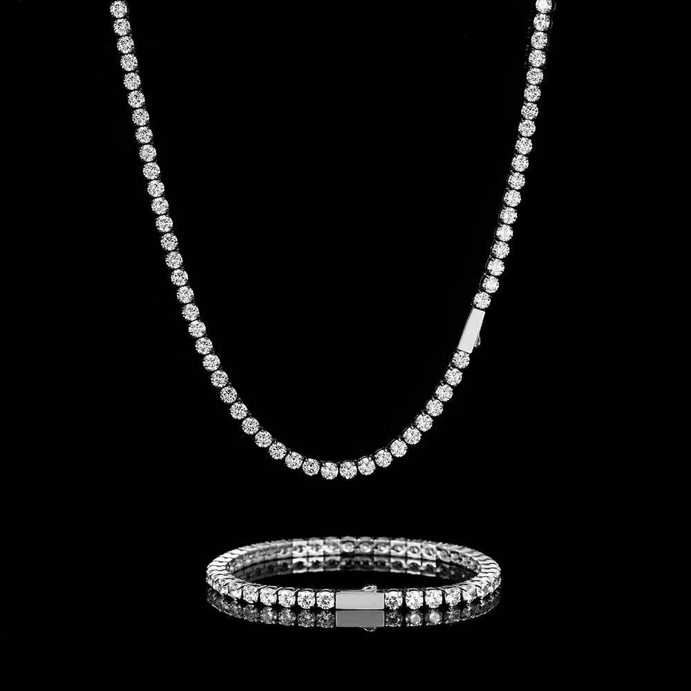 Bracelet chaîne tennis 4mm zircon, style hip-hop homme