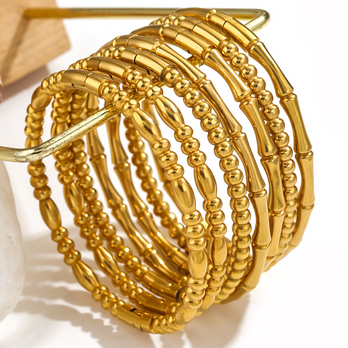 Bracelet bambou, acier titane