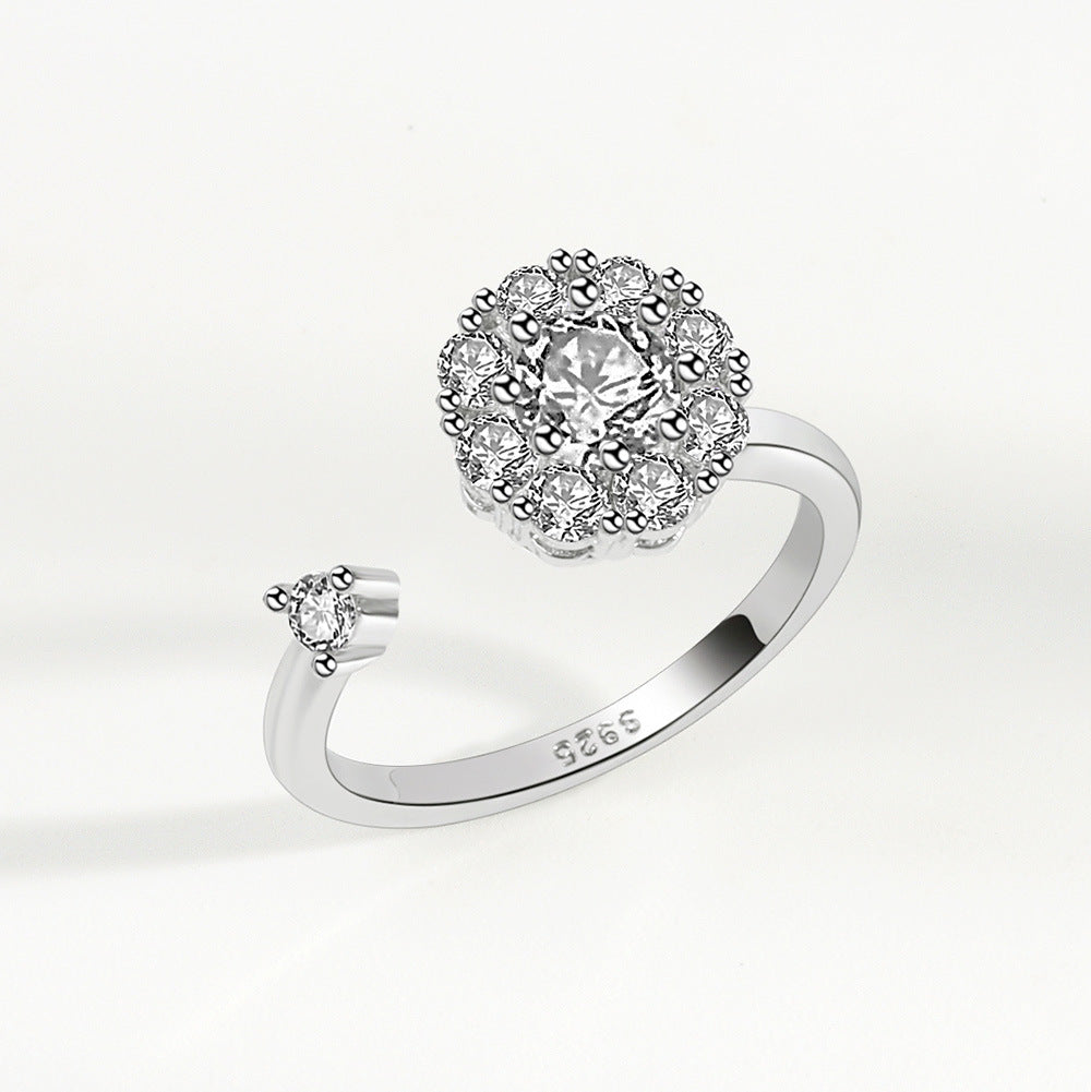Bague ouverte rotative porte-bonheur, argent 925