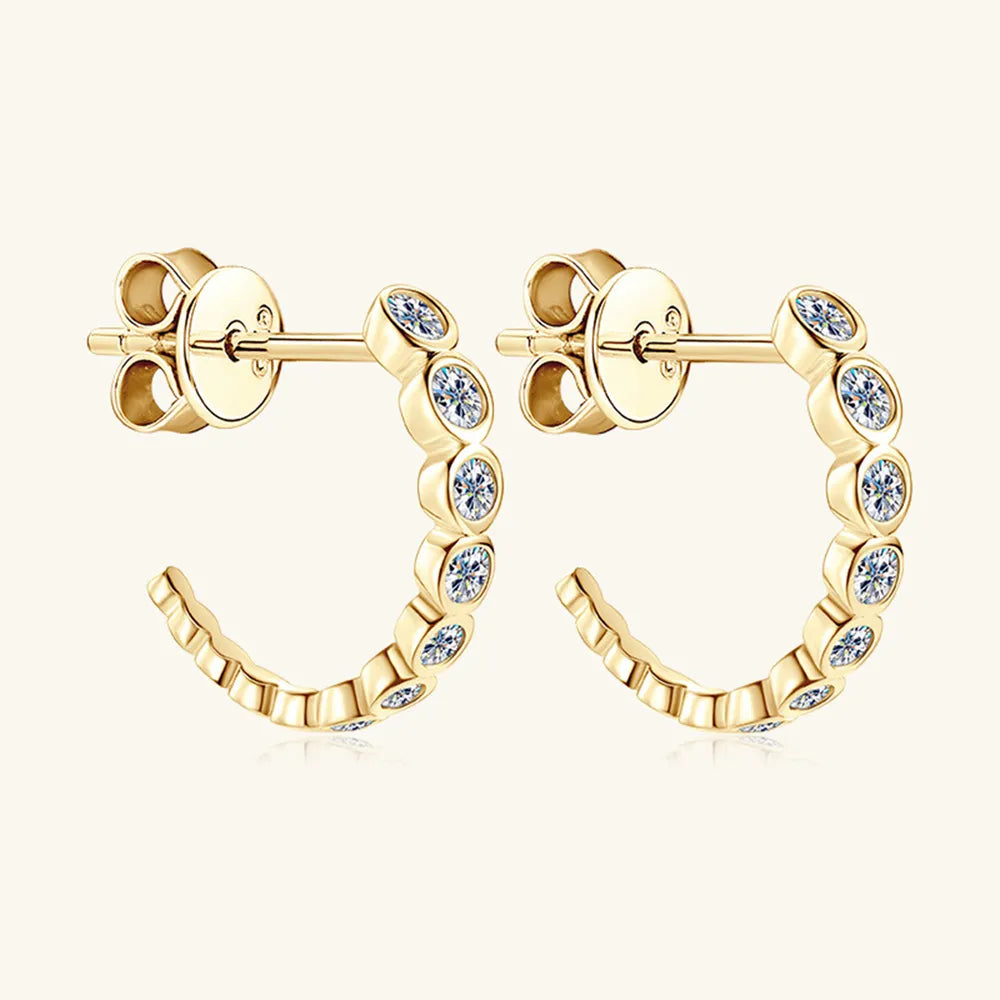 Créoles en C moissanite, argent 925