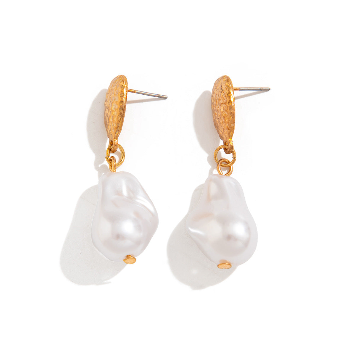 Boucles d'oreilles pendantes perle baroque, style rétro français
