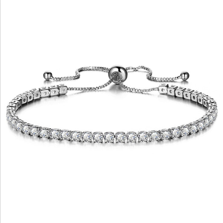 Bracelet chaîne tennis zircon 4mm, doré/argenté